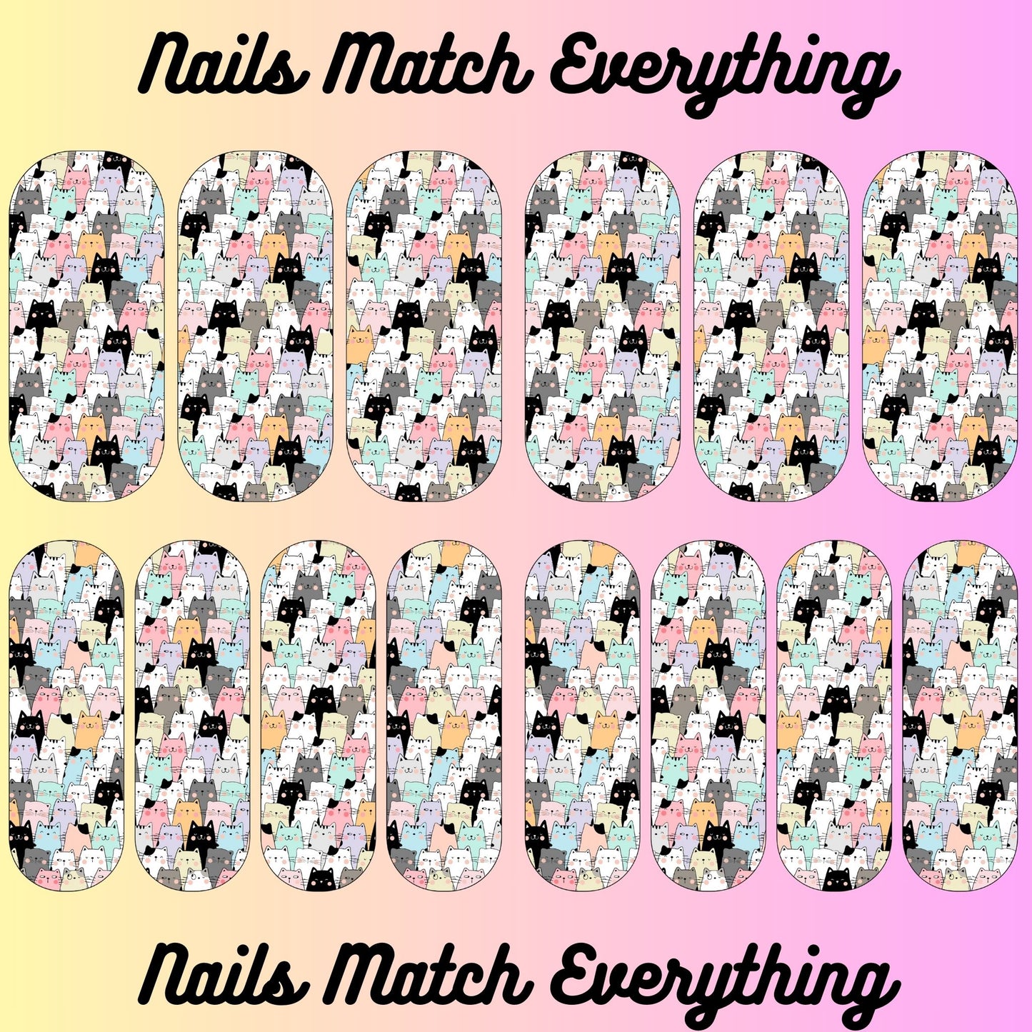 Collection 2 Press-On Nail/Natural Nail Decals Fits 18.5mm to 2.21-inch nails