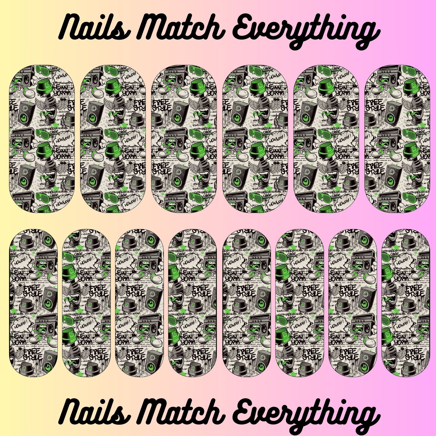 Collection 3 Press-On Nail/Natural Nail Decals Fits 18.5mm to 2.21-inch nails