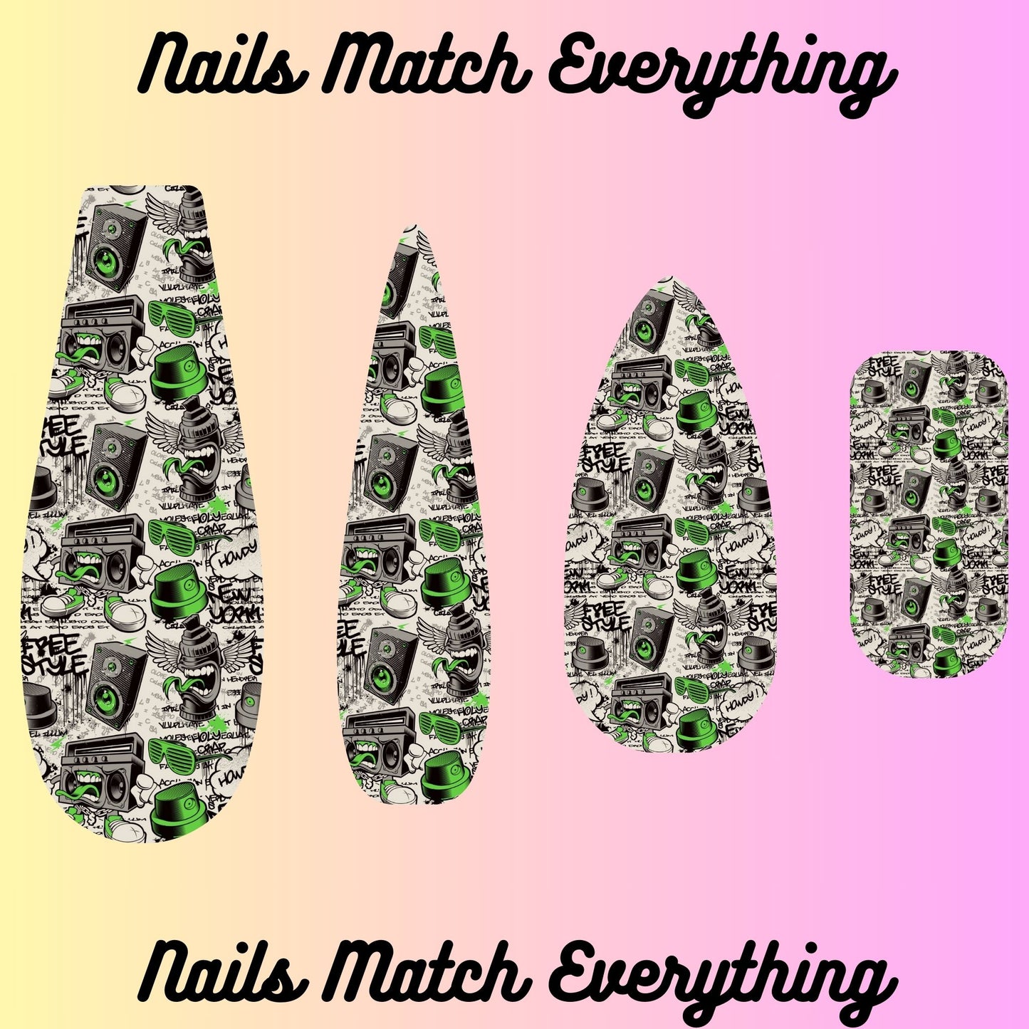 Collection 3 Press-On Nail/Natural Nail Decals Fits 18.5mm to 2.21-inch nails