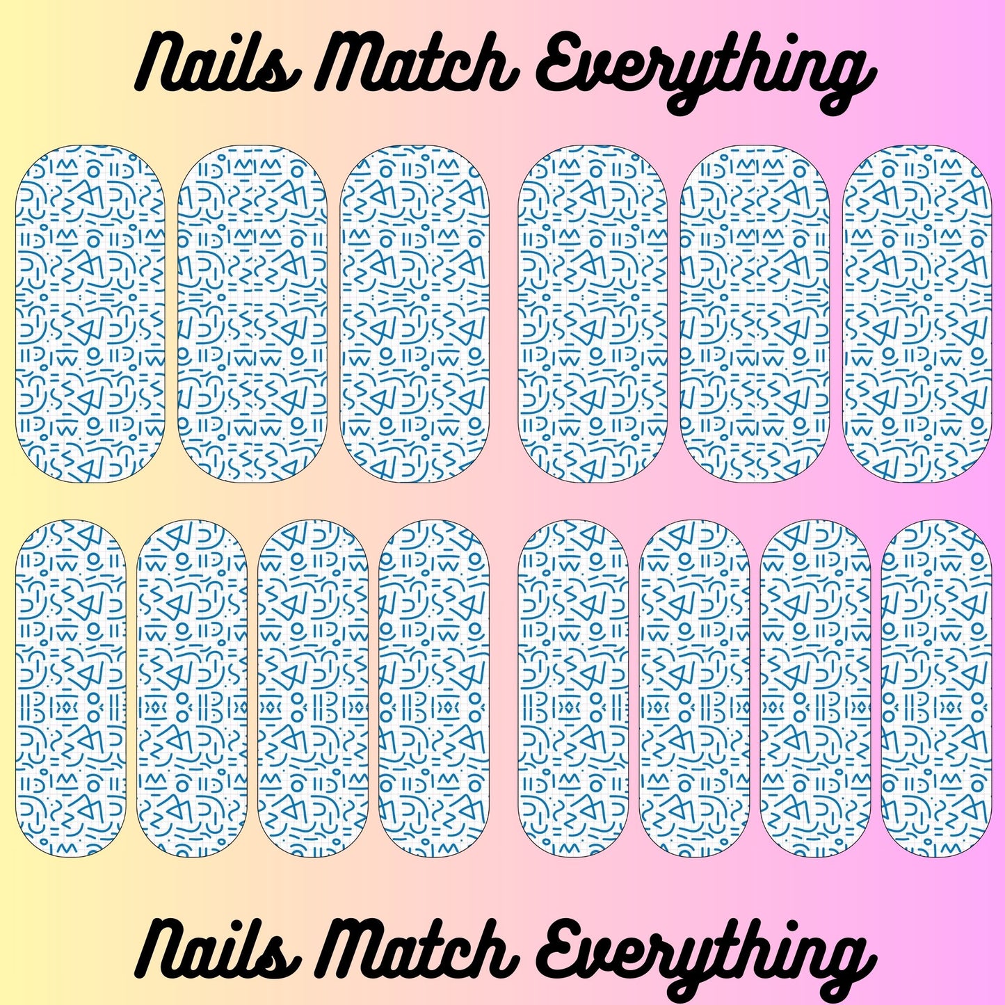 Collection 5 Press-On Nail/Natural Nail Decals Fits 18.5mm to 2.21-inch nails