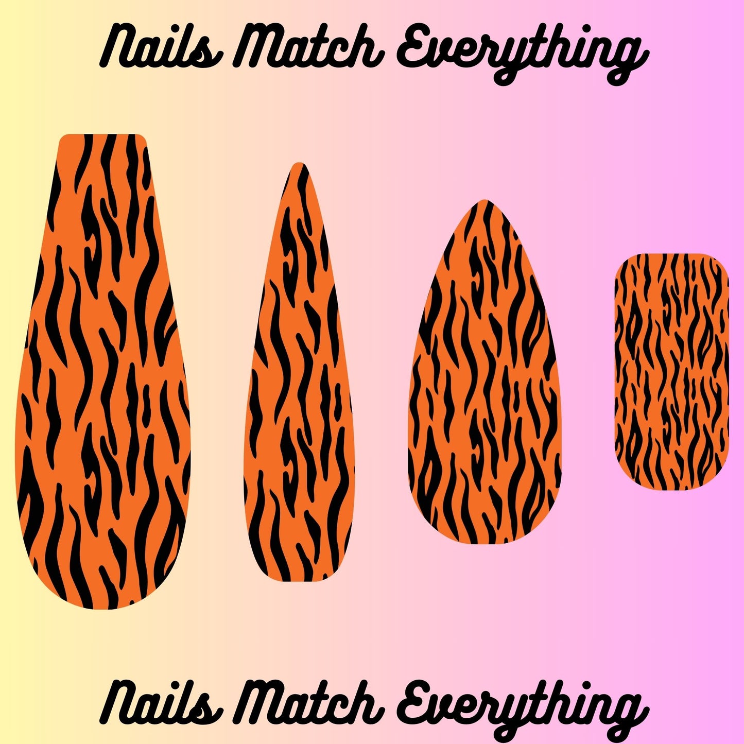 Collection 6 Press-On Nail/Natural Nail Decals Fits 18.5mm to 2.21-inch nails