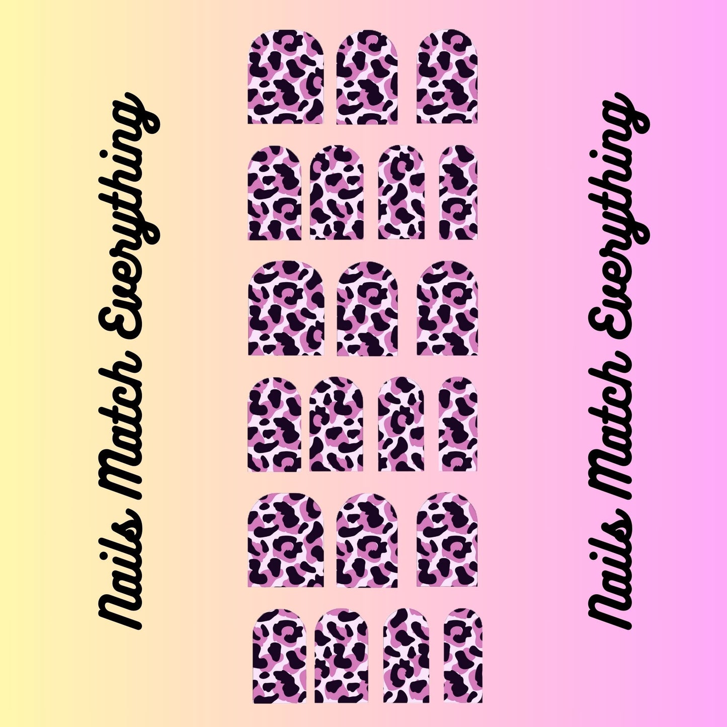 Collection 9 Press-On Toenail//Natural Toenail Decals Fits Square 0.7cm/0.28in to 1.75cm to 0.69