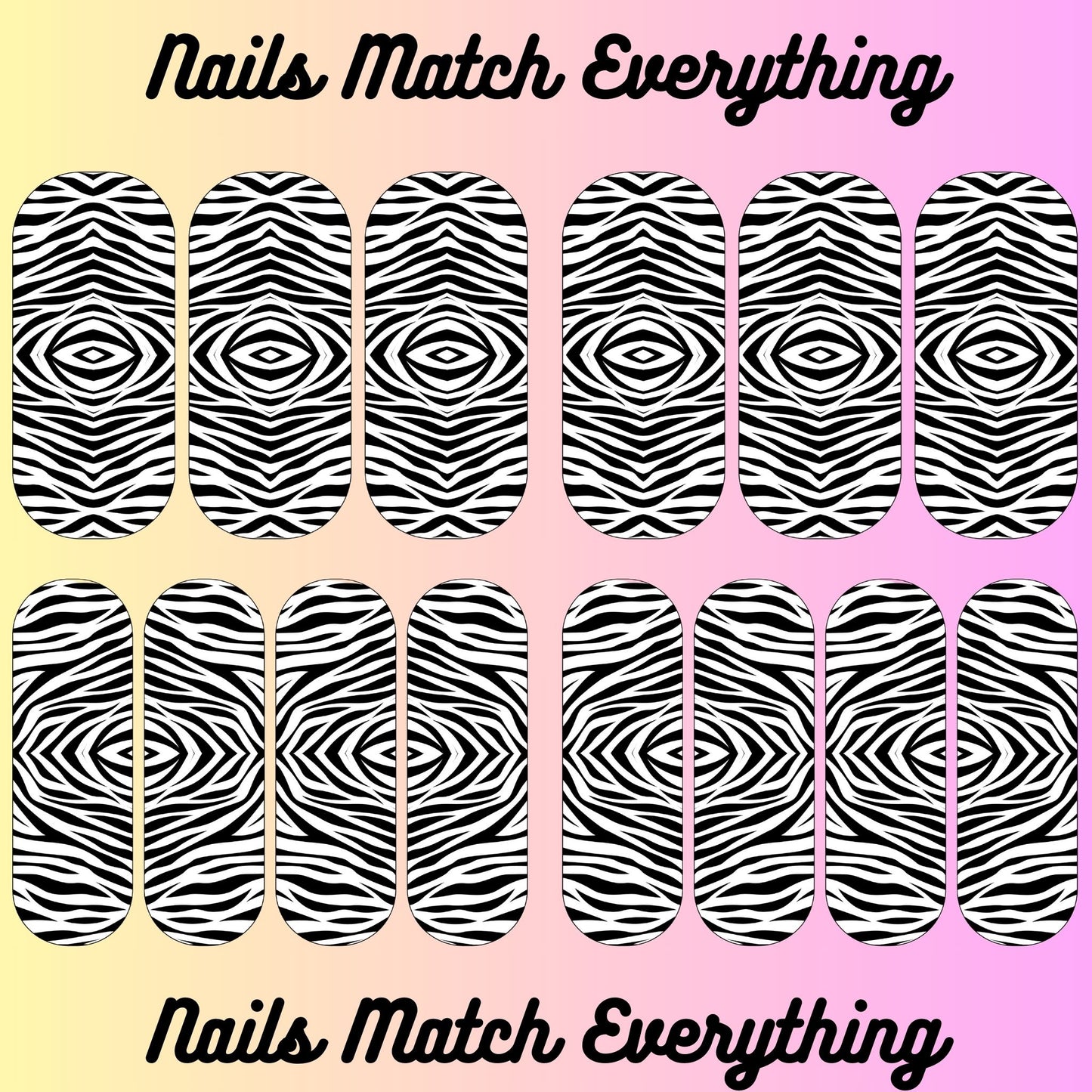 Collection 10 Press-On Nail/Natural Nail Decals Fits 18.5mm to 2.21-inch nails