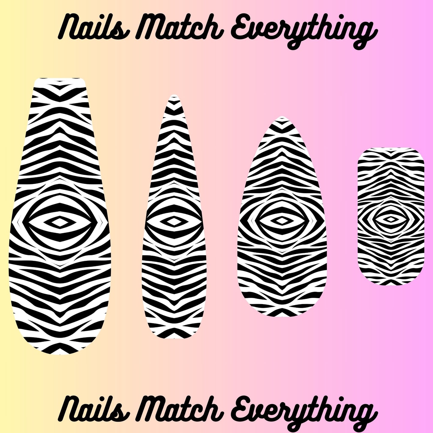 Collection 10 Press-On Nail/Natural Nail Decals Fits 18.5mm to 2.21-inch nails