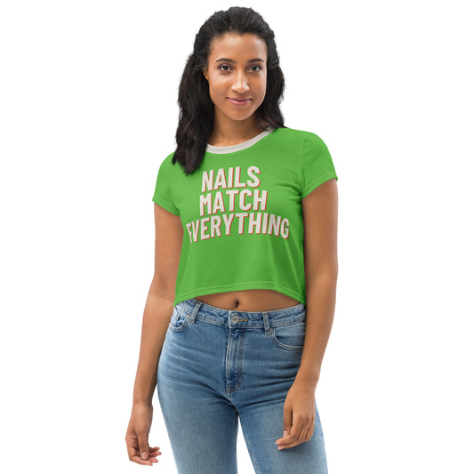 All-Over Print Crop Tee Collection 3 Nails Match Everything