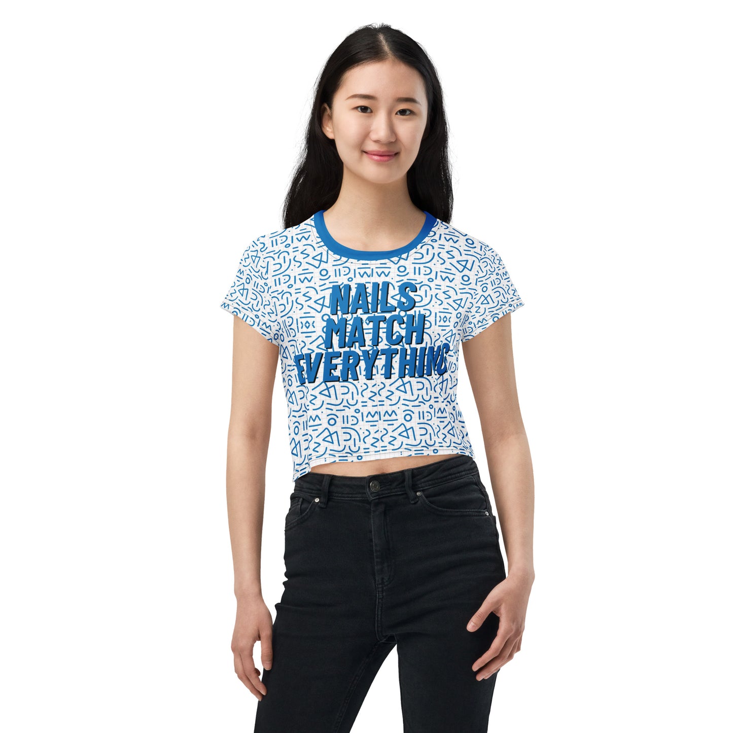 All-Over Print Crop Tee Collection 5 Nails Match Everything