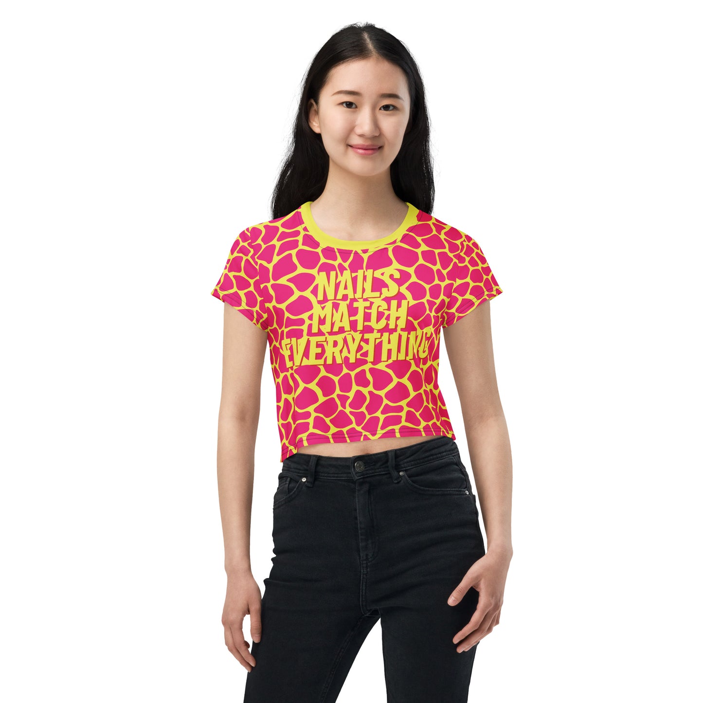 All-Over Print Crop Tee Collection 7 Nails Match Everything