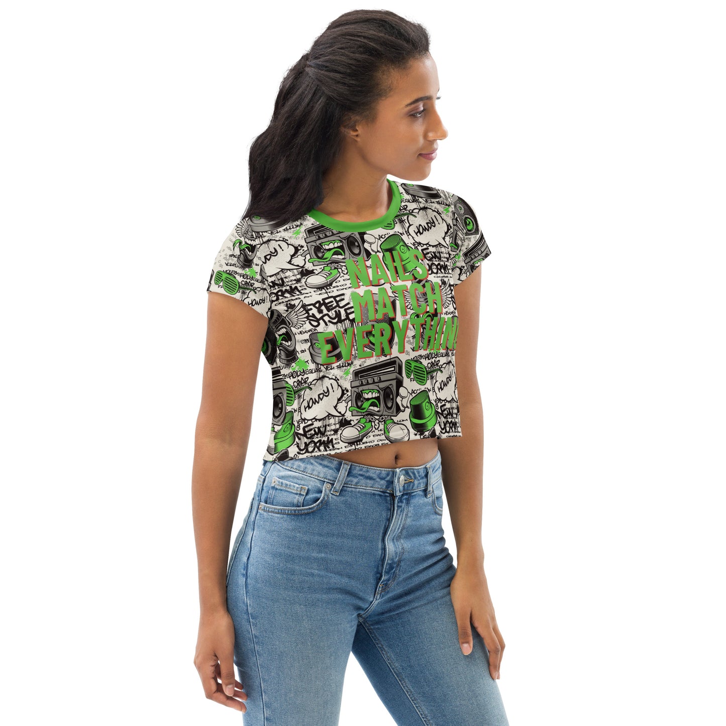 All-Over Print Crop Tee Collection 3 Nails Match Everything