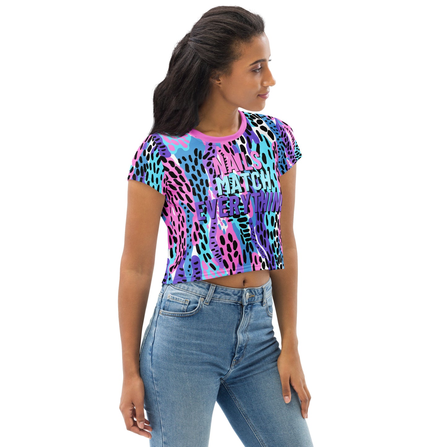 All-Over Print Crop Tee Collection 16 Nails Match Everything